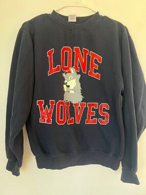 Lone Wolves Crewneck Sweatshirt - Navy with Red Graphic